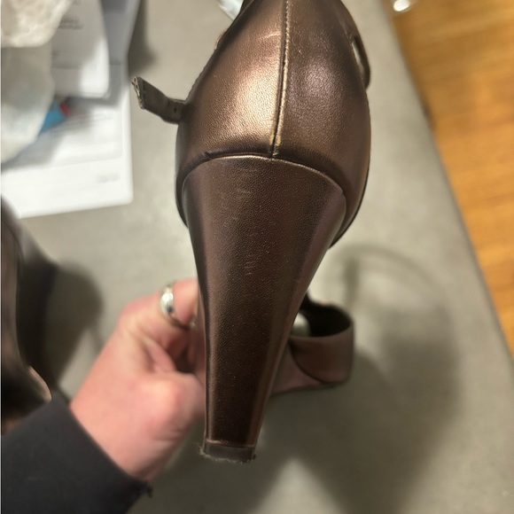 Franco sarto never worn bronze peep toe t strap wedge heel - Picture 2 of 6